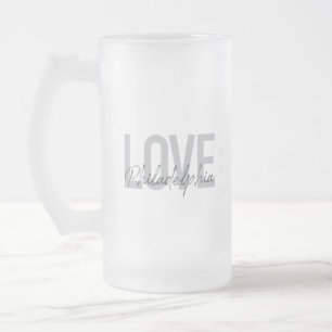 Taza De Cristal Esmerilado Moderno, simple, genial, diseño Love Philadelphia