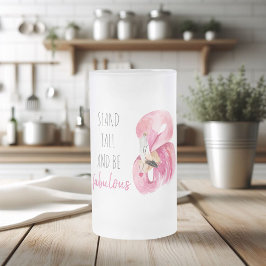 Taza De Cristal Esmerilado Moderno Stand Exótico Alto Y SEA Fabuloso Flamingo