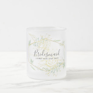 Taza De Cristal Esmerilado Moderno Sunflowers Greenery Sage Gold Boda