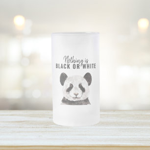 Taza De Cristal Esmerilado Moderno Y Gracioso Panda Blanco Y Negro Con Cita