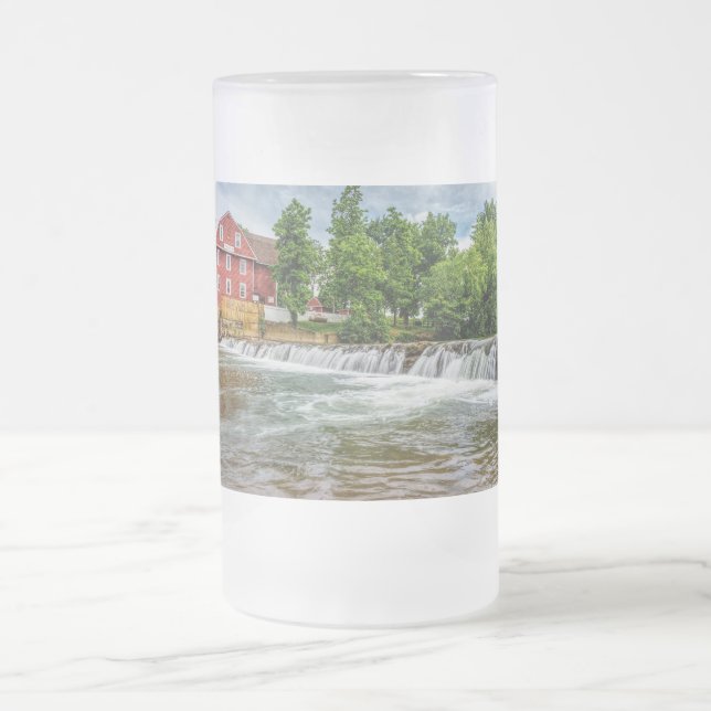 Taza De Cristal Esmerilado Molino de águila de guerra y cascada (Centro)
