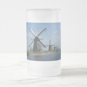 Taza De Cristal Esmerilado Molinoes de viento