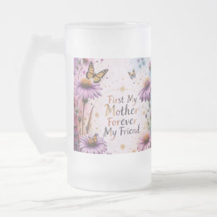 Taza De Cristal Esmerilado MOM Purple Echineceas Butterflies