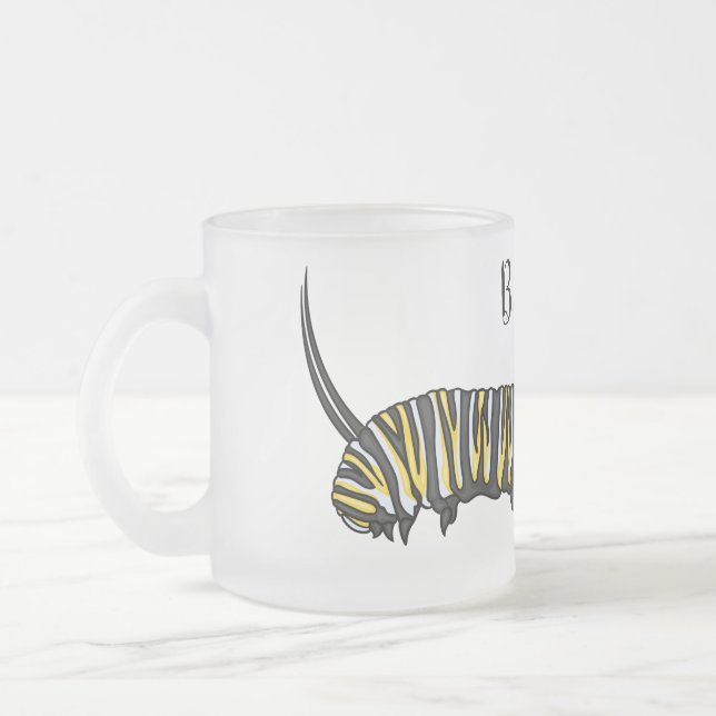 Taza De Cristal Esmerilado Monarch caterpillar cartoon illustration  (Izquierda)