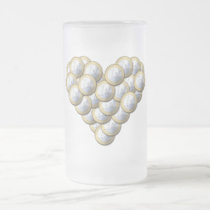 Taza De Cristal Esmerilado Monedas Euro - patrón de corazón - taquillera, ele