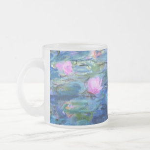 Taza De Cristal Esmerilado Monet Pink Water Lilies