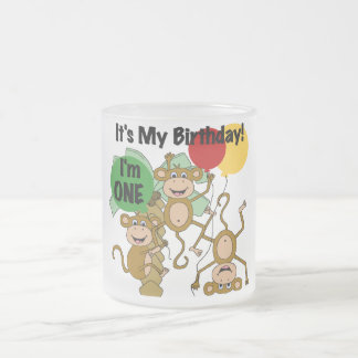 Taza De Cristal Esmerilado Monkey Shine Primera camiseta de cumpleaños y rega