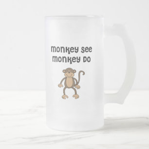 Taza De Cristal Esmerilado Mono See, Monkey Do