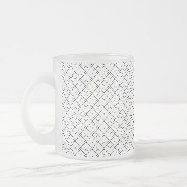 Taza De Cristal Esmerilado Monochrome Geometric Texture|Seamless Diamond Look (Izquierda)