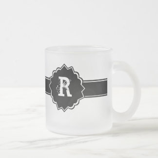 Taza De Cristal Esmerilado Monograma blanco negro