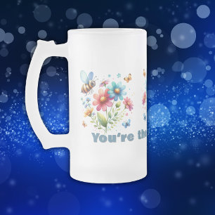 Taza De Cristal Esmerilado Monograma de acuarela floral Las rodillas de la ab