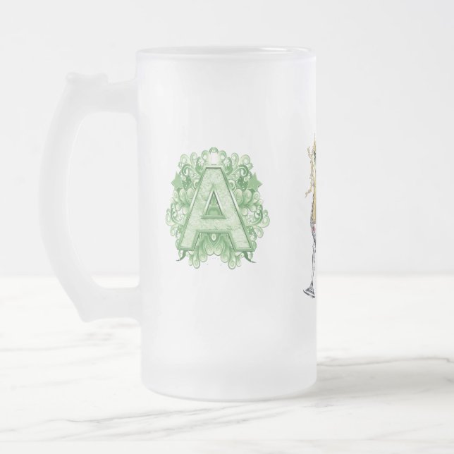Taza De Cristal Esmerilado Monograma de Cumpleaños Capital -letra A (Izquierda)