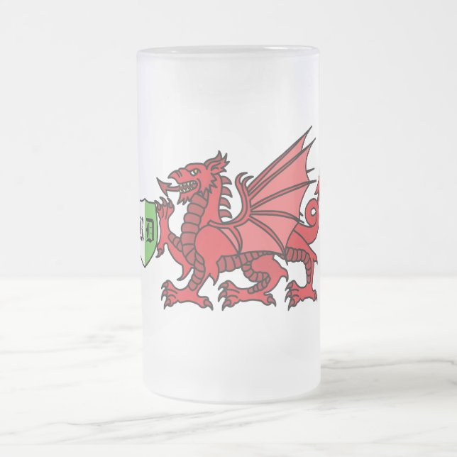 Taza De Cristal Esmerilado Monograma de dragón galés (Centro)