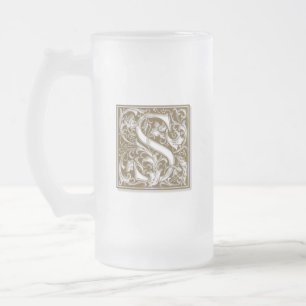 Taza De Cristal Esmerilado Monograma de la Antigüedad S