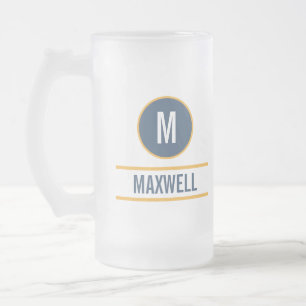 Taza De Cristal Esmerilado monograma de nombre de letra inicial del personali