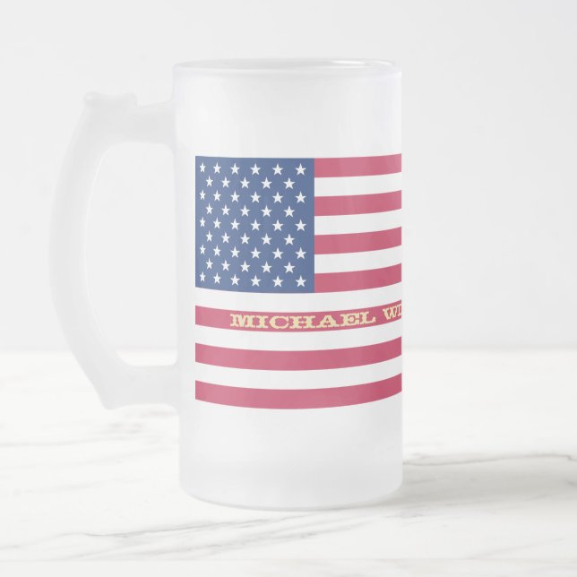 Taza De Cristal Esmerilado Monograma de nombre personalizado de Estados Unido (Izquierda)