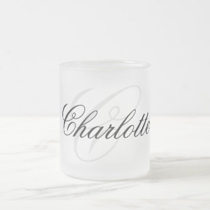 Taza De Cristal Esmerilado Monograma de nombre personalizado elegante