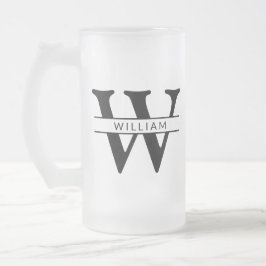 Taza De Cristal Esmerilado monograma inicial personalizado y nombre simple