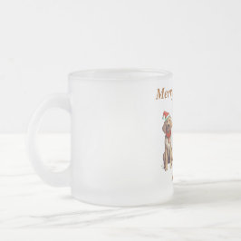 Taza De Cristal Esmerilado Monograma lindo Feliz Navidad Perro Mug