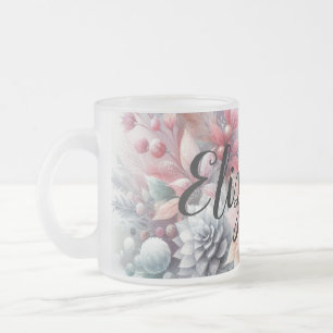 Taza De Cristal Esmerilado Monograma Navidades de color pastel floral