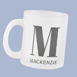 Taza De Cristal Esmerilado Monograma Nombre inicial simple<br><div class="desc">Moderna tipografía minimalista monograma diseño inicial de nombre que se puede cambiar para personalizar.</div>