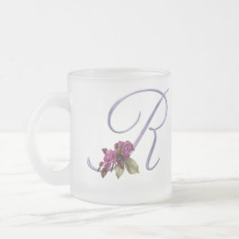 Taza De Cristal Esmerilado Monograma rosado R de los rosas