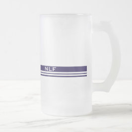Taza De Cristal Esmerilado Monograma simple en blanco y azul