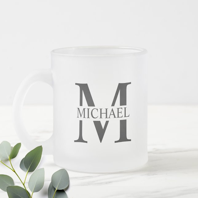 Taza De Cristal Esmerilado Monograma y nombre personalizados (Subido por el creador)
