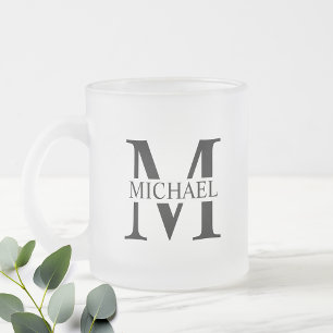 Taza De Cristal Esmerilado Monograma y nombre personalizados