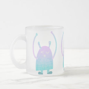 Taza De Cristal Esmerilado Monstruo Azul Pequeño y Lindo