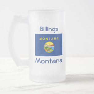 Taza De Cristal Esmerilado Montana Flag Map City Mug