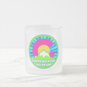 Taza De Cristal Esmerilado Montañas de neón de cobre Mtn Colorado escarlata