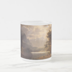 Taza De Cristal Esmerilado Montañas Naturaleza Agua Cielo Parque Albert Biers