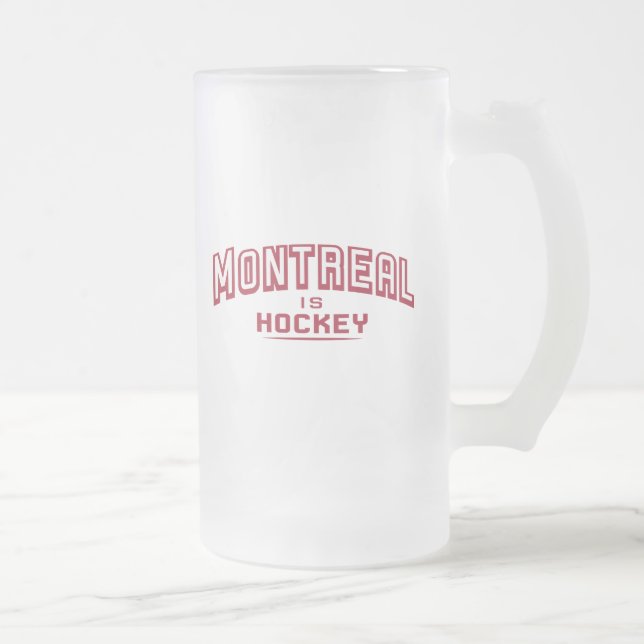 Taza De Cristal Esmerilado Montreal es Hockey 16oz Frosted Glass Mug (Derecha)