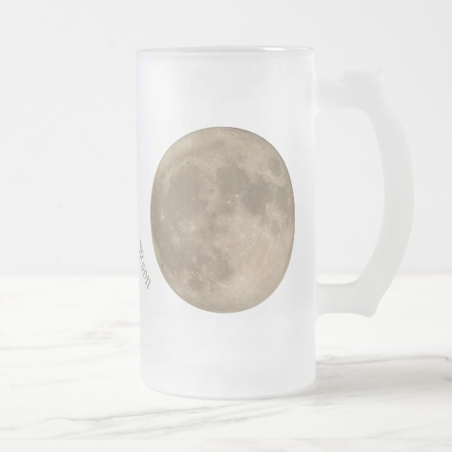 Taza De Cristal Esmerilado Moon Mug Personalizado Luna Llena Vidrio de Cervez (Derecha)