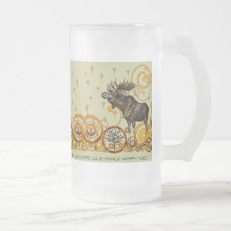 Taza De Cristal Esmerilado Moose Swirl Stars Moon Peace Joy Ho Ho Ho Stein