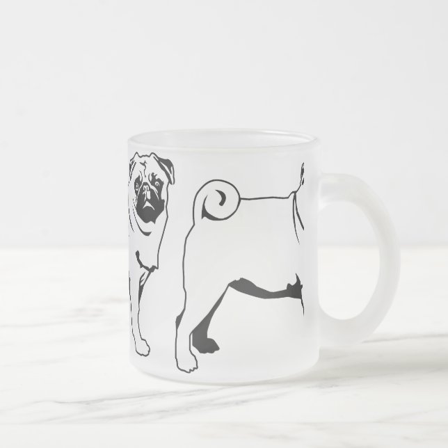Taza De Cristal Esmerilado Mops Pug (Derecha)
