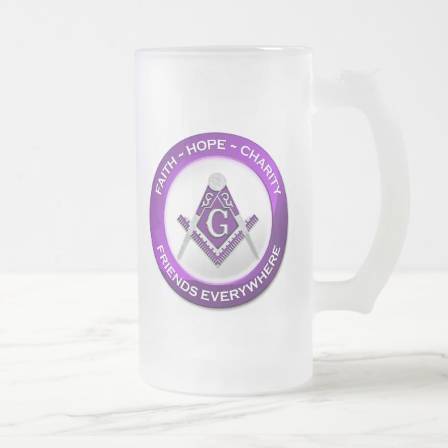 Taza De Cristal Esmerilado Morado de bruja masónica (Derecha)
