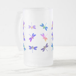 Taza De Cristal Esmerilado Moscas coloridasMug escarcha