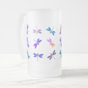 Taza De Cristal Esmerilado Moscas coloridasMug escarcha