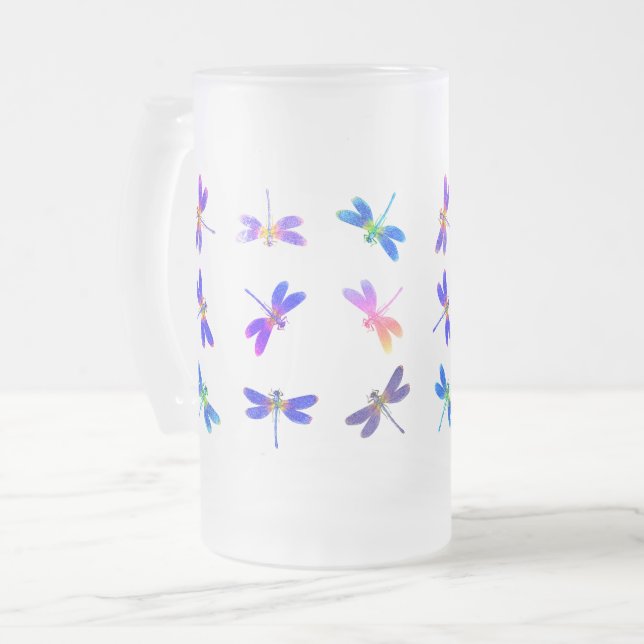 Taza De Cristal Esmerilado Moscas coloridasMug escarcha (Anverso izquierdo)