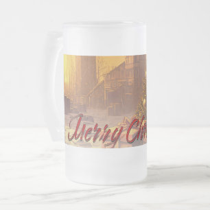 Taza De Cristal Esmerilado Motif Navidades apocalípticos, con presentes