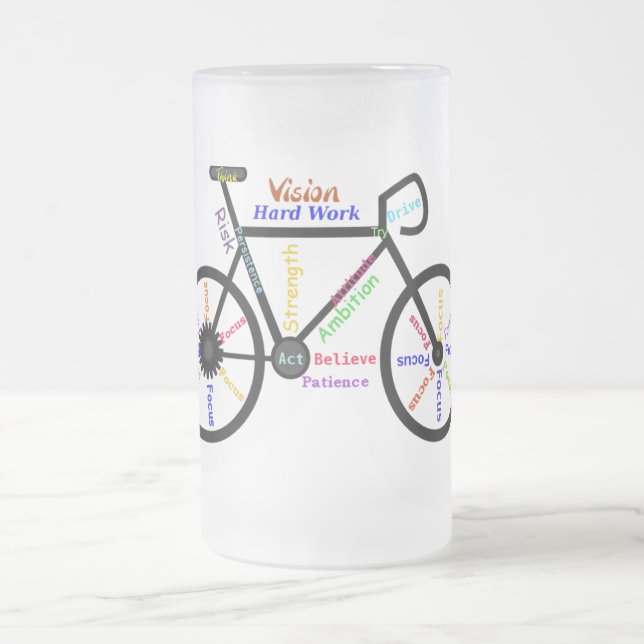 Taza De Cristal Esmerilado Motivacional Bicicleta, Ciclo, Bicicleta, Palabras (Centro)