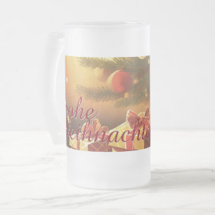 Taza De Cristal Esmerilado Motivo con regalos bajo el árbol de Navidad 37016