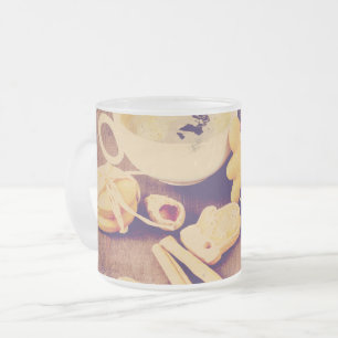 Taza De Cristal Esmerilado Motivo navideño con galletas, dulces y especias