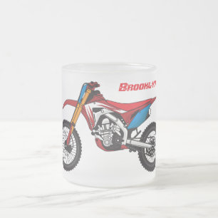 Taza De Cristal Esmerilado Moto de moto de tierra roja