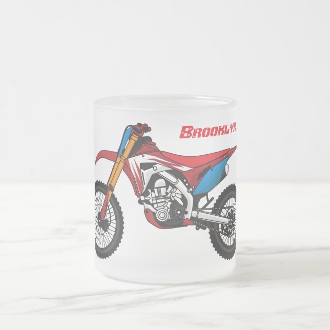 Taza De Cristal Esmerilado Moto de moto de tierra roja (Centro)