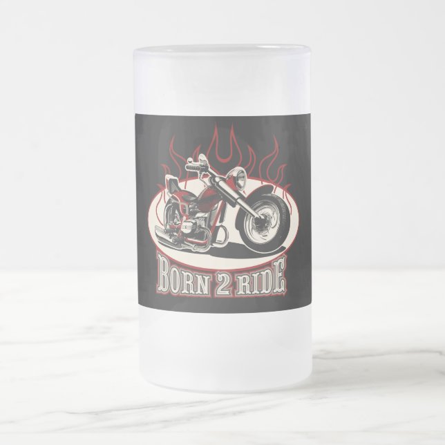 Taza De Cristal Esmerilado motocicleta personalizado (Centro)
