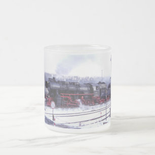 Taza De Cristal Esmerilado motor de la estación de locomotoras de trenes de v