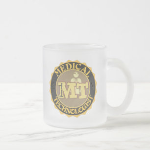 TAZA DE CRISTAL ESMERILADO MT BADGE LOGO - MÉDICO TECNOLOGISTA - LABORATORIO
